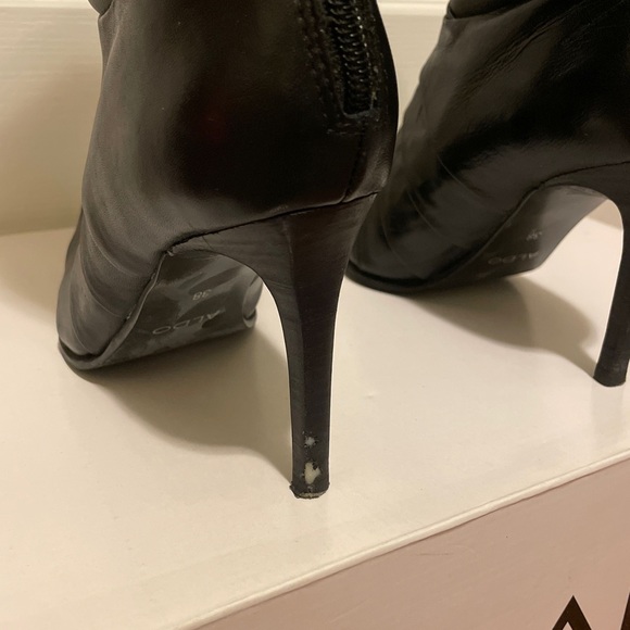 Aldo Black Leather Boots Size 38 - Picture 5 of 14